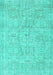 Machine Washable Abstract Turquoise Contemporary Area Rugs, wshcon967turq