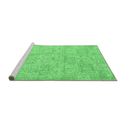 Sideview of Machine Washable Abstract Emerald Green Contemporary Area Rugs, wshcon967emgrn