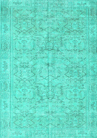 Abstract Turquoise Contemporary Rug, con967turq