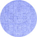 Round Abstract Blue Contemporary Rug, con967blu