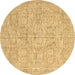 Round Abstract Brown Contemporary Rug, con967brn