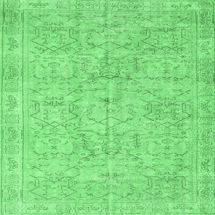Square Machine Washable Abstract Emerald Green Contemporary Area Rugs, wshcon967emgrn