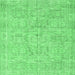 Square Machine Washable Abstract Emerald Green Contemporary Area Rugs, wshcon967emgrn