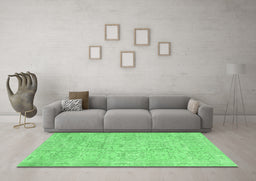 Machine Washable Abstract Emerald Green Contemporary Area Rugs in a Living Room,, wshcon967emgrn