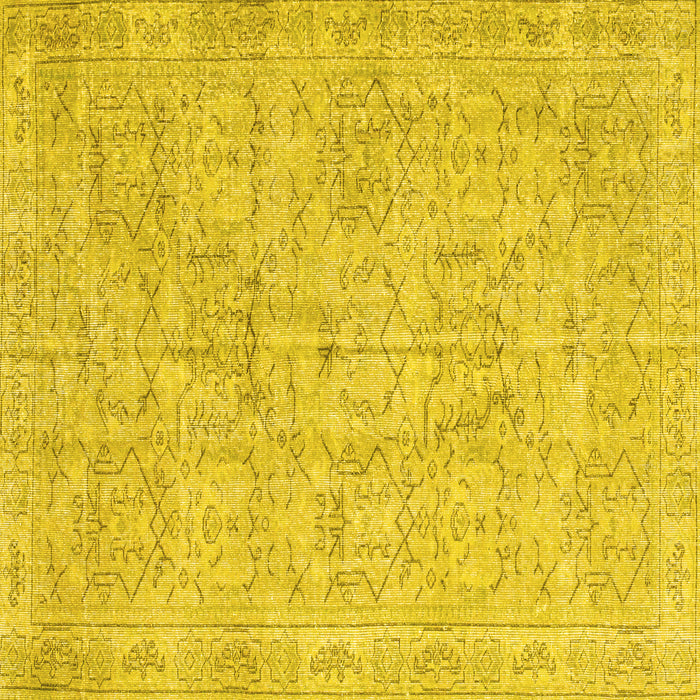 Square Abstract Yellow Contemporary Rug, con967yw