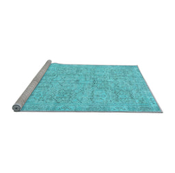 Sideview of Machine Washable Abstract Light Blue Contemporary Rug, wshcon967lblu