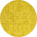 Round Abstract Yellow Contemporary Rug, con967yw