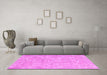 Machine Washable Abstract Pink Contemporary Rug in a Living Room, wshcon967pnk