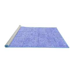 Sideview of Machine Washable Abstract Blue Contemporary Rug, wshcon967blu