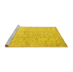 Sideview of Machine Washable Abstract Yellow Contemporary Rug, wshcon968yw