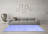 Machine Washable Abstract Blue Contemporary Rug, wshcon968blu