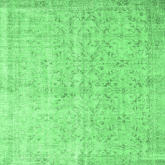 Square Machine Washable Abstract Emerald Green Contemporary Area Rugs, wshcon968emgrn