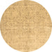 Round Abstract Brown Contemporary Rug, con968brn