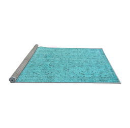Sideview of Machine Washable Abstract Light Blue Contemporary Rug, wshcon968lblu