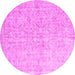 Round Machine Washable Abstract Pink Contemporary Rug, wshcon968pnk