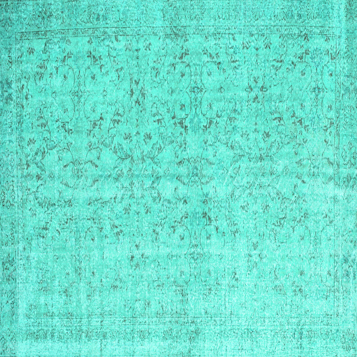 Square Abstract Turquoise Contemporary Rug, con968turq