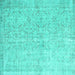 Square Abstract Turquoise Contemporary Rug, con968turq