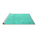 Sideview of Machine Washable Abstract Turquoise Contemporary Area Rugs, wshcon968turq