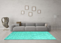 Machine Washable Abstract Turquoise Contemporary Rug, wshcon968turq