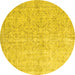 Round Abstract Yellow Contemporary Rug, con968yw