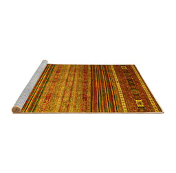 Sideview of Machine Washable Oriental Yellow Traditional Rug, wshcon969yw