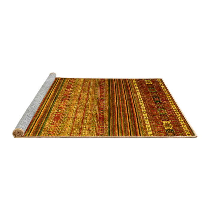 Sideview of Machine Washable Oriental Yellow Traditional Rug, wshcon969yw