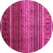 Round Machine Washable Oriental Pink Traditional Rug, wshcon969pnk