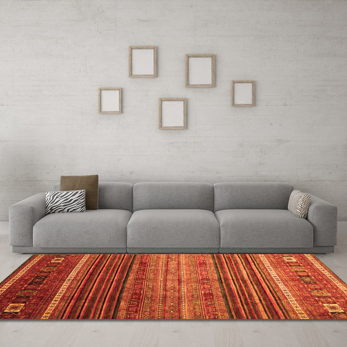 Machine Washable Oriental Orange Traditional Area Rugs in a Living Room, wshcon969org