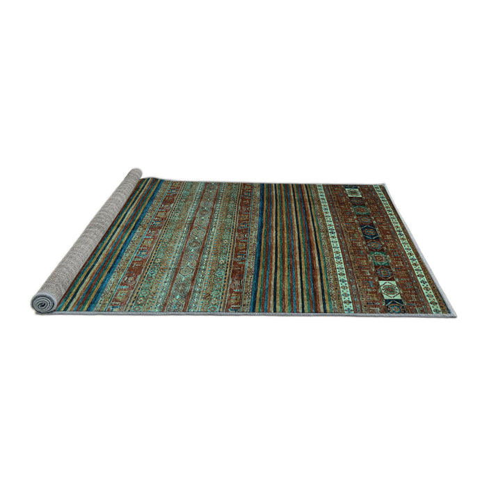 Sideview of Machine Washable Oriental Light Blue Traditional Rug, wshcon969lblu