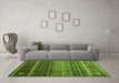 Machine Washable Oriental Green Traditional Area Rugs in a Living Room,, wshcon969grn