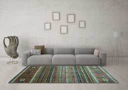 Machine Washable Oriental Light Blue Traditional Rug in a Living Room, wshcon969lblu