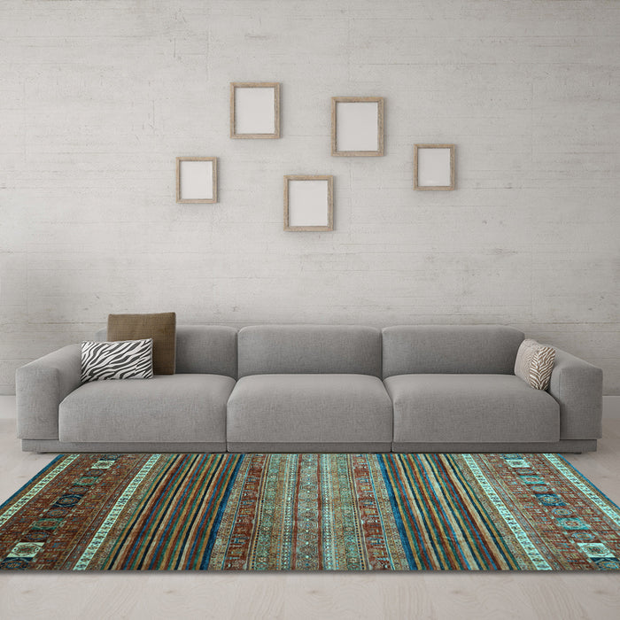 Machine Washable Oriental Light Blue Traditional Rug in a Living Room, wshcon969lblu