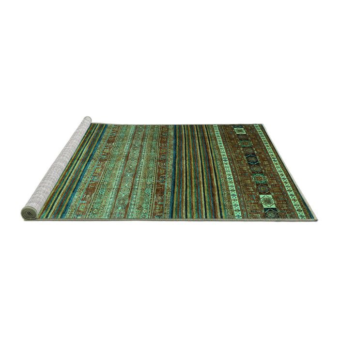 Sideview of Machine Washable Oriental Turquoise Traditional Area Rugs, wshcon969turq