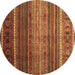 Round Machine Washable Oriental Brown Traditional Rug, wshcon969brn