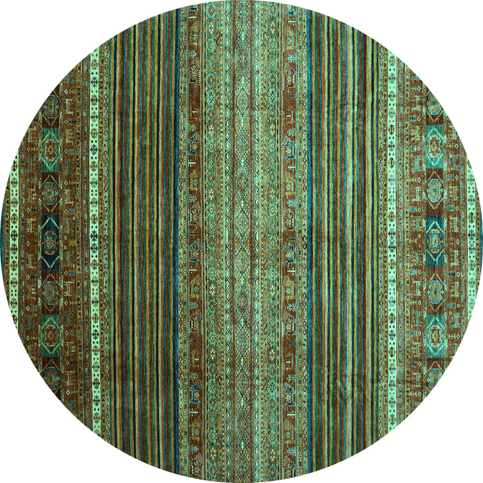 Round Oriental Turquoise Traditional Rug, con969turq