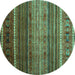 Round Oriental Turquoise Traditional Rug, con969turq