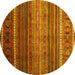 Round Oriental Yellow Traditional Rug, con969yw