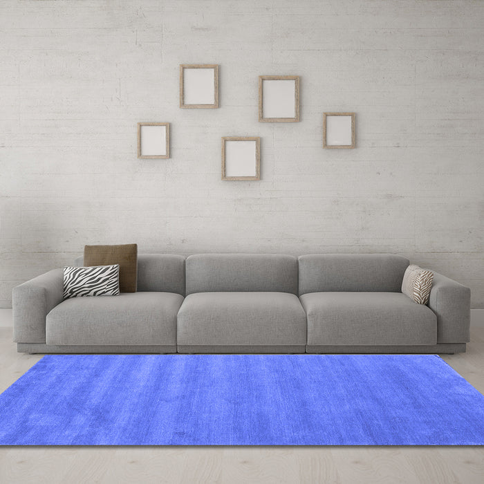 Machine Washable Abstract Blue Contemporary Rug in a Living Room, wshcon96blu