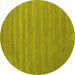 Round Abstract Yellow Contemporary Rug, con96yw