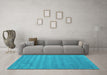 Machine Washable Abstract Turquoise Contemporary Area Rugs in a Living Room,, wshcon96turq