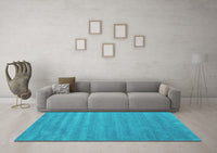 Machine Washable Abstract Turquoise Contemporary Rug, wshcon96turq