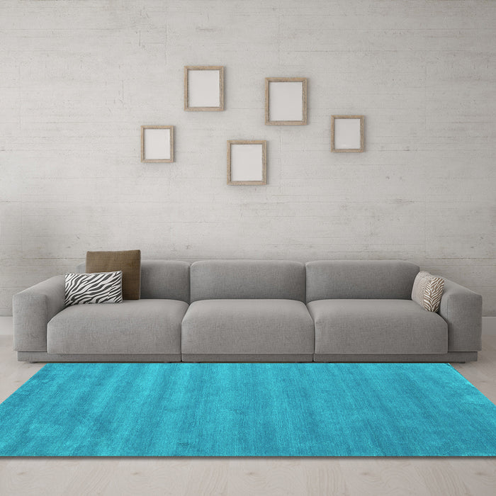 Machine Washable Abstract Turquoise Contemporary Area Rugs in a Living Room,, wshcon96turq