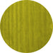 Round Machine Washable Abstract Yellow Contemporary Rug, wshcon96yw