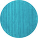 Round Abstract Turquoise Contemporary Rug, con96turq