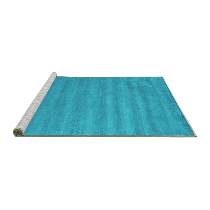 Sideview of Machine Washable Abstract Turquoise Contemporary Area Rugs, wshcon96turq