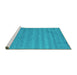 Sideview of Machine Washable Abstract Turquoise Contemporary Area Rugs, wshcon96turq