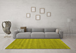 Machine Washable Abstract Yellow Contemporary Rug in a Living Room, wshcon96yw