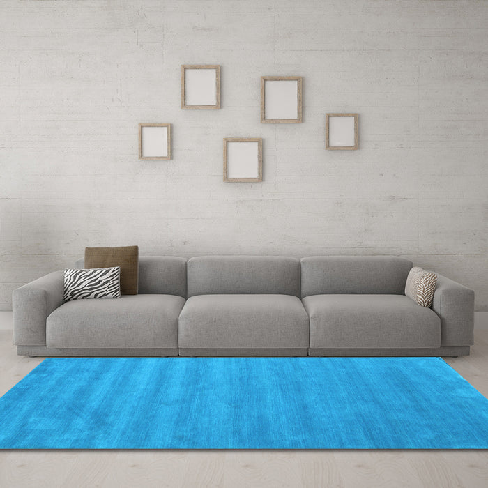 Machine Washable Abstract Light Blue Contemporary Rug in a Living Room, wshcon96lblu