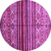 Round Machine Washable Oriental Purple Traditional Area Rugs, wshcon970pur