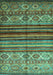 Machine Washable Oriental Turquoise Traditional Area Rugs, wshcon970turq